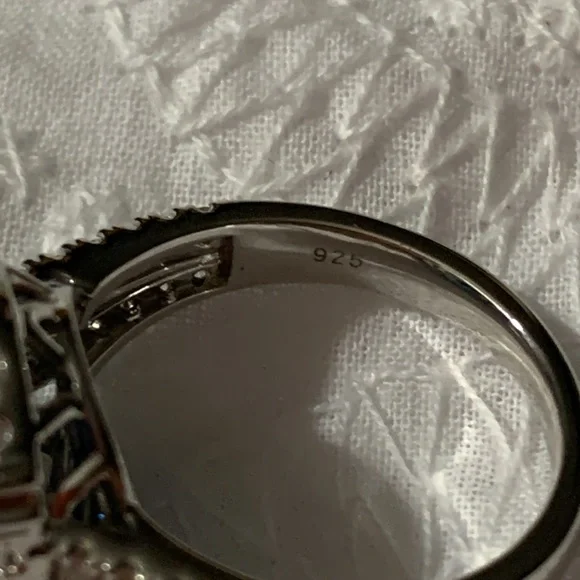 2.45 ct Sapphire & Diamond Sterling Size 7 Princess Diana Cocktail Ring - Picture 10 of 11